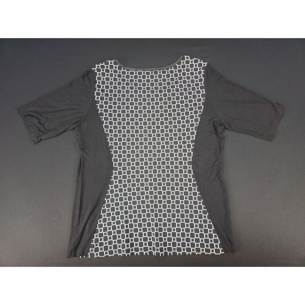 AGB Womens XL Black White Geometric Print 3/4 Sleeve Stretch Knit Blouse Top - Picture 2 of 6